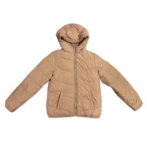 Abercrombie & Fitch Girls Reversible Puffer Jacket Hooded Pink Sherpa Sz 11/12